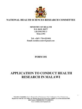 Application to conduct research in Malawi