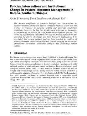 Development Policy Review - 2004 - Kamara - Policies  Interventions and Institutional Change in Pastoral Resource Development Policy Review - 2004 - Kamara - Policies  Interventions and Institutional Change in Pastoral Resource