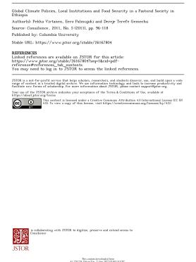 Global Climate Policies, Local Institutions and Food Security in a Pastoral Society in Ethiopia Global Climate Policies, Local Institutions and Food Security in a Pastoral Society in Ethiopia