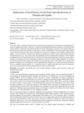 Implications of Seed Policies for On-Farm Agro-Biodiversity in Ethiopia and Uganda Implications of Seed Policies for On-Farm Agro-Biodiversity in Ethiopia and Uganda