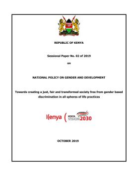 Kenya_National Policy on Gender and Development_2019 Kenya_National Policy on Gender and Development_2019