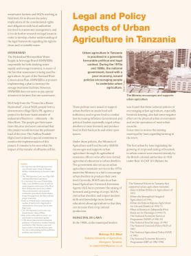 Legal and Policy Aspects of Urban Agriculture in Tanzania Legal and Policy Aspects of Urban Agriculture in Tanzania