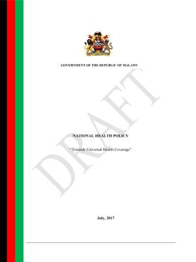 Malawi National Health Policy 2017 Malawi National Health Policy 2017