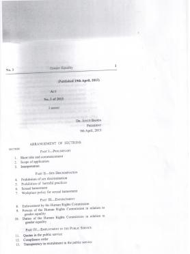 Malawi gender equality act 2013
