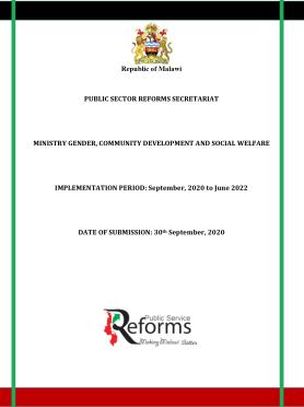 Ministry of Gender, Community Development and Social Welfare Public Sector Reforms Contract 2020 - 2022 Malawi