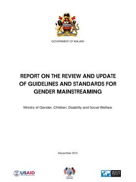 Report On The Review And Update Of Guidelines And Standards For Gender Mainstreaming 2014 Report On The Review And Update Of Guidelines And Standards For Gender Mainstreaming 2014