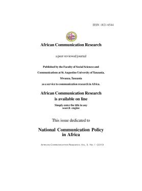 Research on national communication policy in Africa and Tanzania Research on national communication policy in Africa and Tanzania