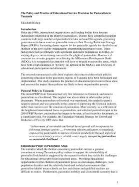 The Policy and Practice of Educational Service Provision for Pastoralists in Tanzania  The Policy and Practice of Educational Service Provision for Pastoralists in Tanzania