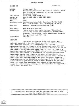 education policies in Ethiopia education policies in Ethiopia