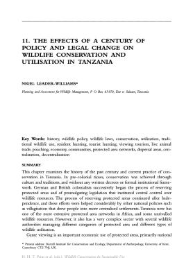 Effects of a century of policy and legal change on wildlife conservation and utilisation in Tanzania Effects of a century of policy and legal change on wildlife conservation and utilisation in Tanzania