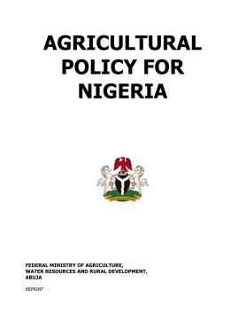 Agricultural policy for nigeria- nig149296 Agricultural policy for nigeria- nig149296