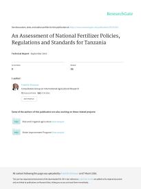 An Assessment of National Fertilizer Policies, Regulations and Standards for Tanzania
