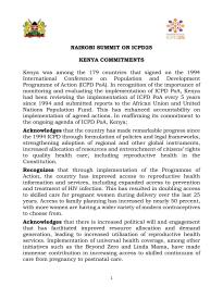 Kenya Country Commitments for ICPD25 Nairobi Summit 2019