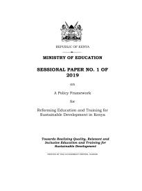 Kenya Education and Training Policy Framework 2019