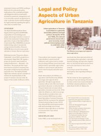 Legal and Policy Aspects of Urban Agriculture in Tanzania