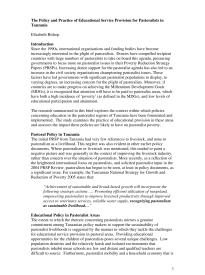 The Policy and Practice of Educational Service Provision for Pastoralists in Tanzania 