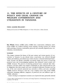 Effects of a century of policy and legal change on wildlife conservation and utilisation in Tanzania
